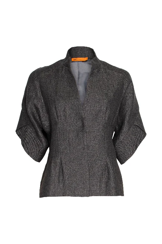 Charming Women's Clothes For Special Events Tulip Sleeve Jacket - Charcoal Linen 9717