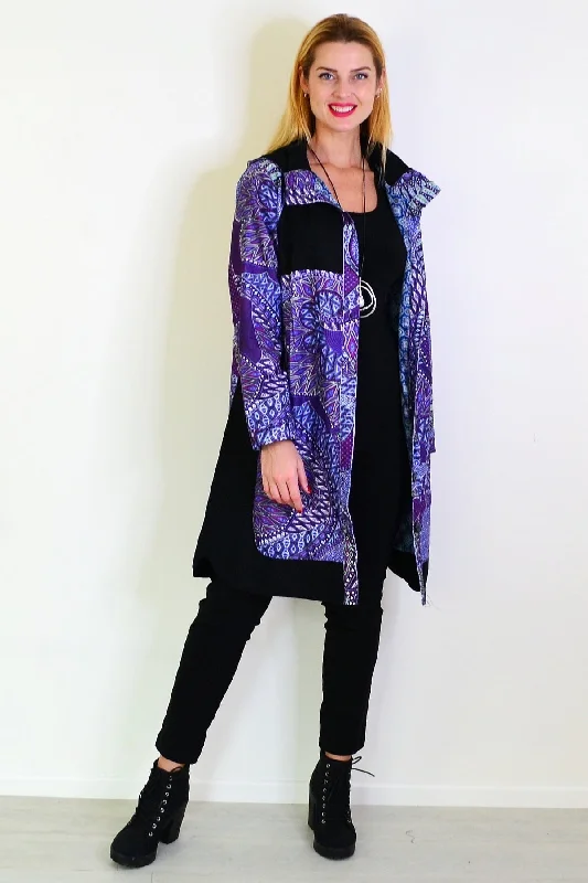 Affordable Elegance – Shop Premium Fashion Now Purple Print Long Corduroy Jacket