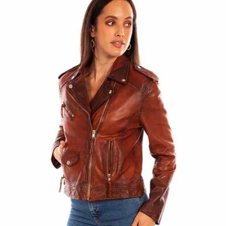 Women's Clothing For Outdoor Activities Scully Women's Zip Front Leather Jacket