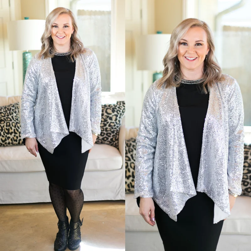 Casual Clothing For Women Glam Slam Sequin Blazer Jacket in Silver