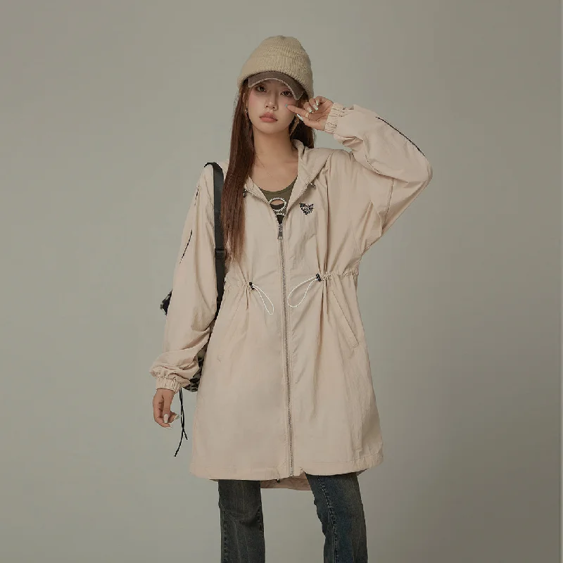 Classic Women's Apparel Basic Cinched String Hooded Jacket