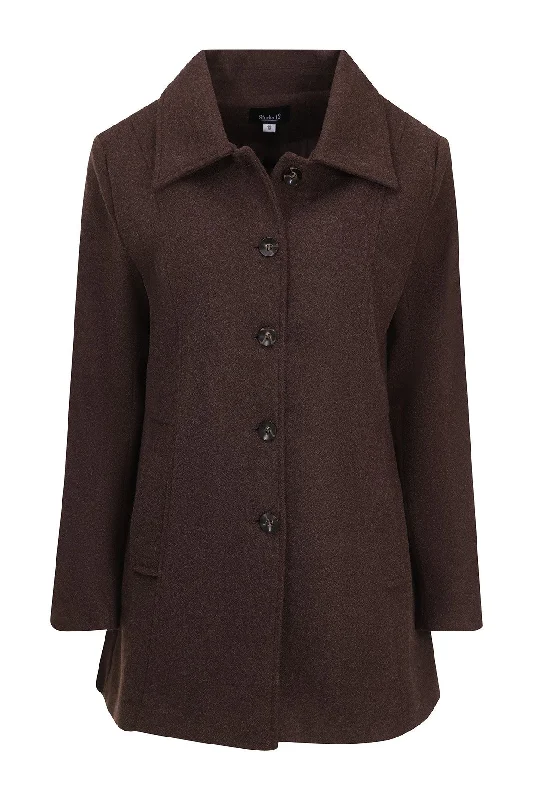 Women's Plus-Size Clothes Poly Viscose fully lined Coat | CHOCOLATE | 8021ZR