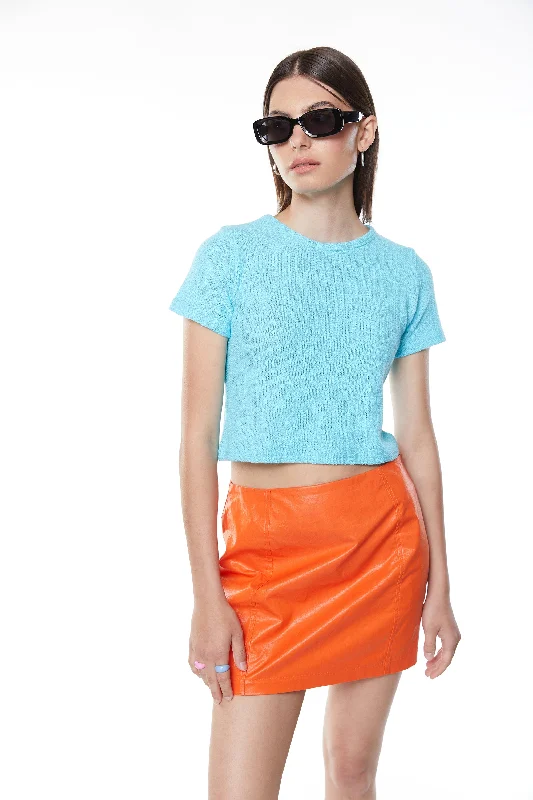 Stylish Outerwear Clothes For Women KNIT CROPPED TEE