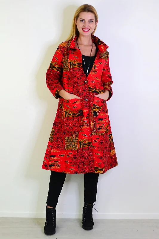 Stylish Fashion At Unbeatable Prices – Shop Long Oriental Red Fleece Lined Jacket