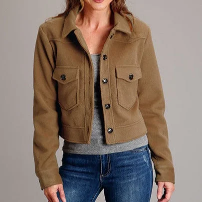 Women's Casual Apparel Stetson Women's Novelty Solid Camel Wool Blend Jacket