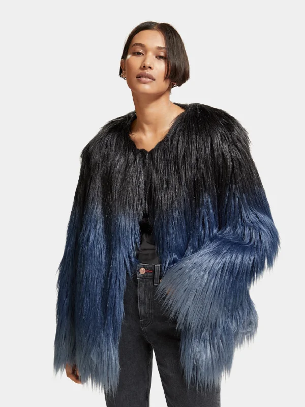 Women's Effortless Casual Outfit Gradient faux fur jacket