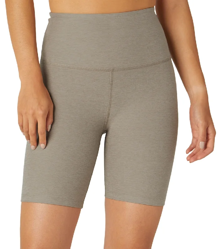 Women's Evening Attire Beyond Yoga Spacedye High Waisted Biker Yoga Shorts Birch Heather