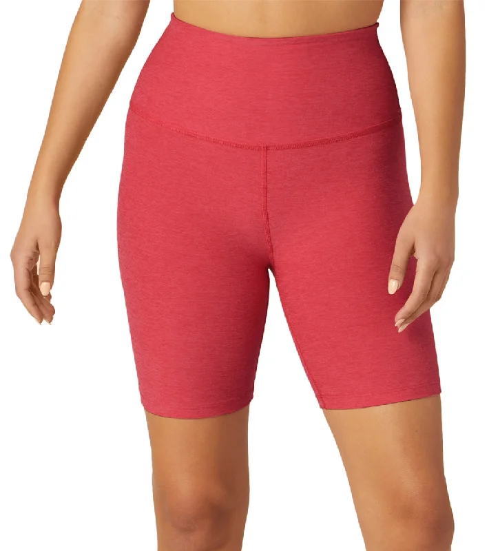 Women's Festive Attire Beyond Yoga Spacedye High Waisted Biker Yoga Shorts Paradise Coral Heather