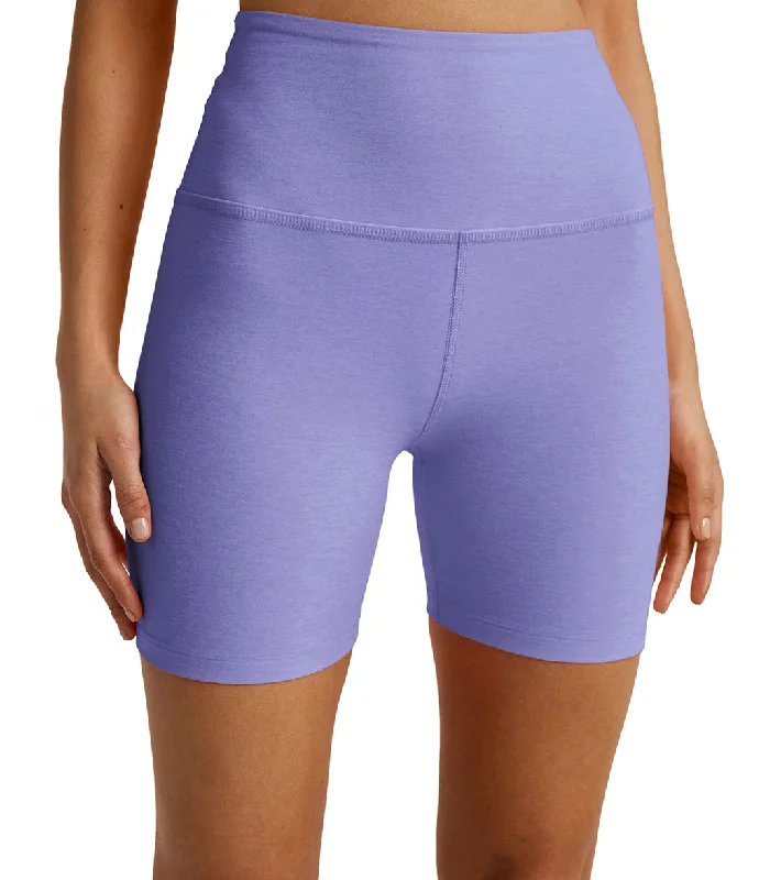 Women's Evening Wear Outfit Beyond Yoga Spacedye Keep Pace Biker Shorts Periwinkle Cloud Heather