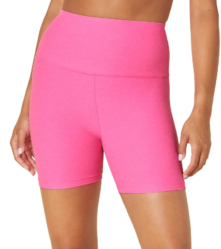 Women's Office Outfit Beyond Yoga Spacedye Keep Pace Biker Shorts Pink Hype Heather