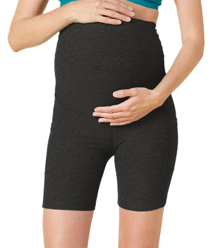 Women's Activewear Attire Beyond Yoga Spacedye Pockets Forever Maternity Biker Shorts Darkest Night