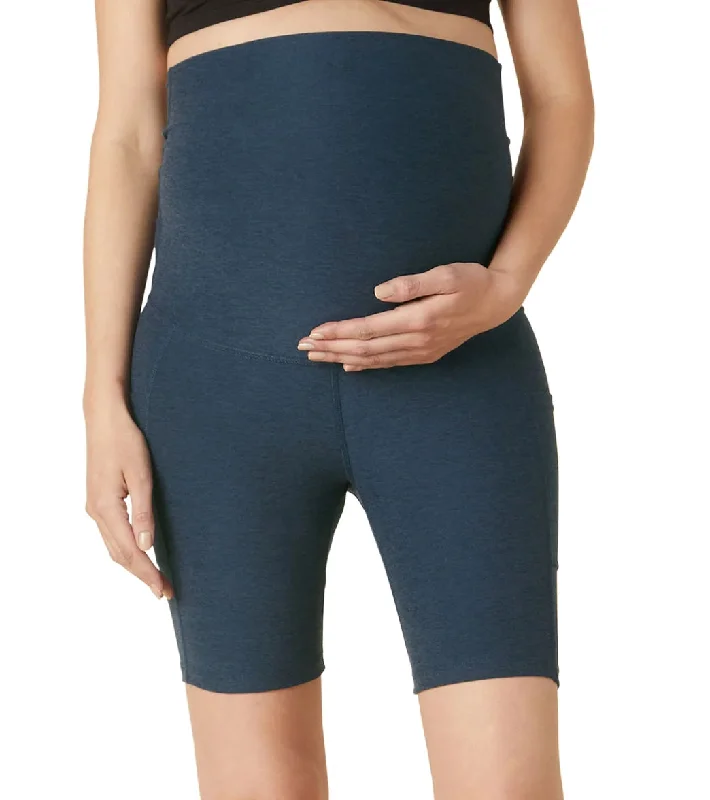 Women's Athletic Garments Beyond Yoga Spacedye Pockets Forever Maternity Biker Shorts Nocturnal Navy