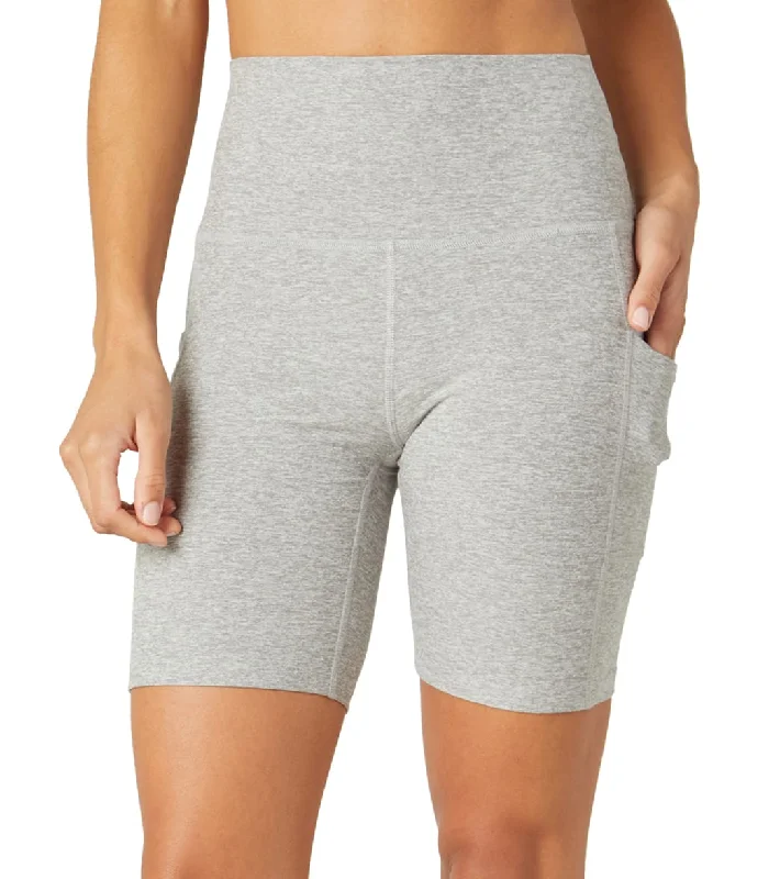 Affordable Women's Garments Beyond Yoga Spacedye Team Pockets High Waisted Biker Shorts Silver Mist