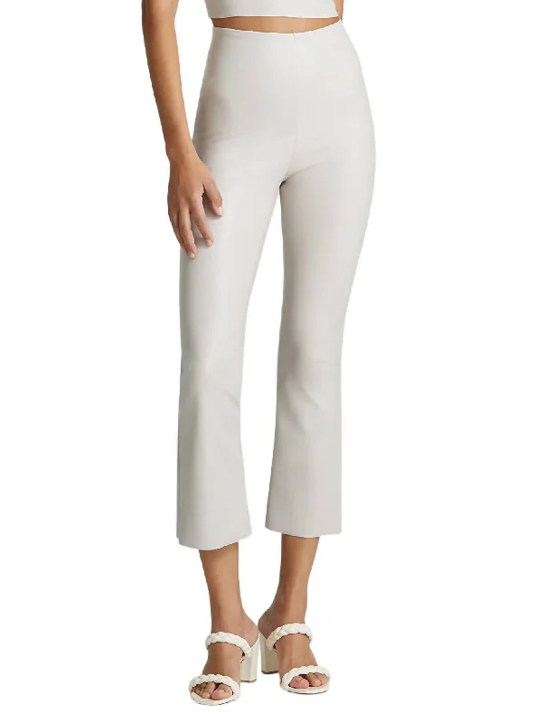 Women's Relaxed Clothes Faux Leather Cropped Flare Leggings In Porcelain