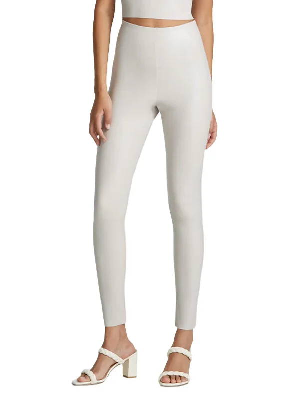 Women's Vacation Outfit Faux Leather Legging In Porcelain