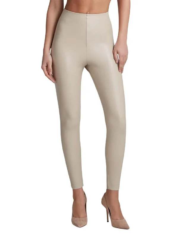 Women's Evening Wear Outfit Faux Leather Legging In Sand