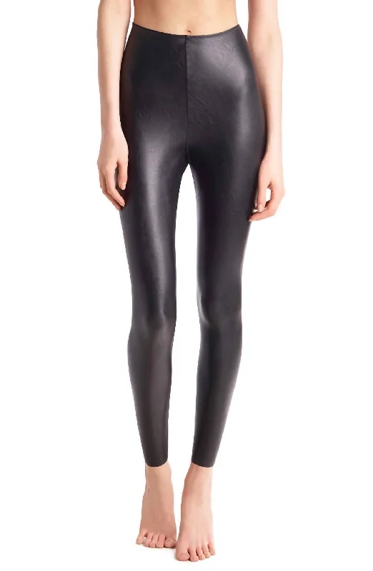 Women's Festive Attire Faux Leather Leggings In Cocoa