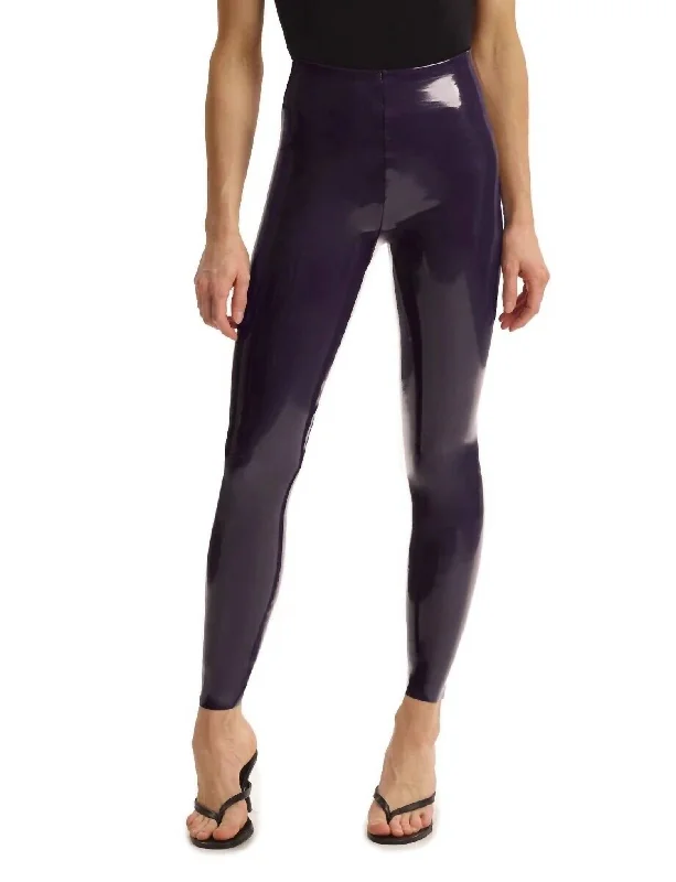 Women's Clothing For Travel Faux Patent Leather Legging In Aubergine