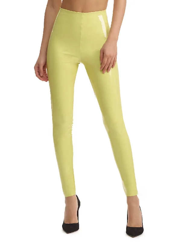 Women's Clothing For Work Faux Patent Leather Legging In Limeade