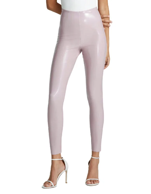 Women's Occasion Wear Clothes Faux Patent Leather Legging In Mauve