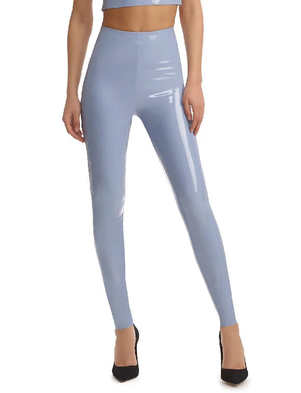 Sustainable Women's Clothing Faux Patent Leather Legging In Vintage Blue