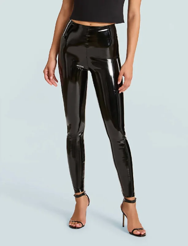 Women's Garments Faux Patent Leggings In Black