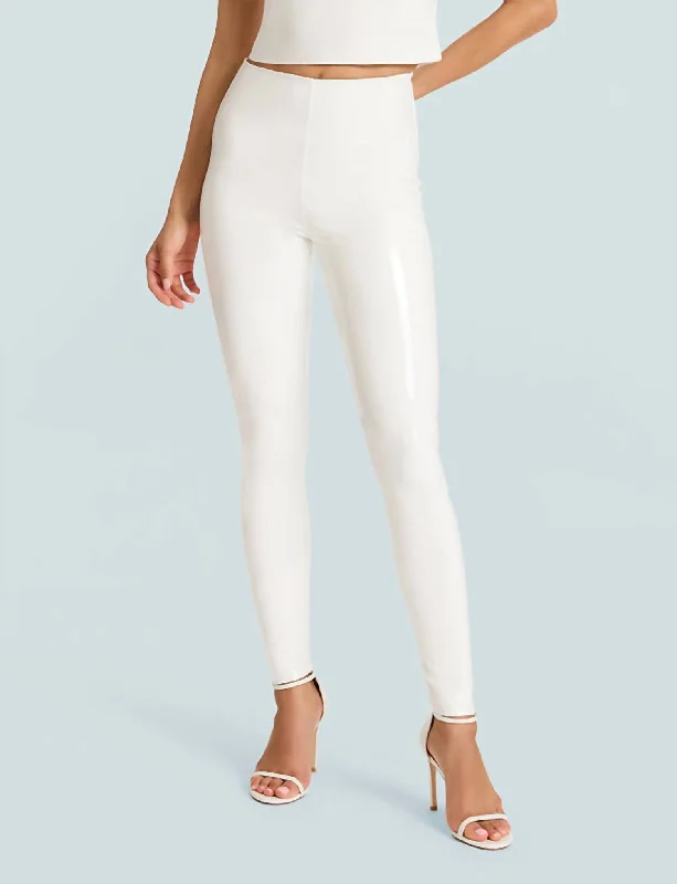 Women's High-Fashion Attire Faux Patent Leggings In White