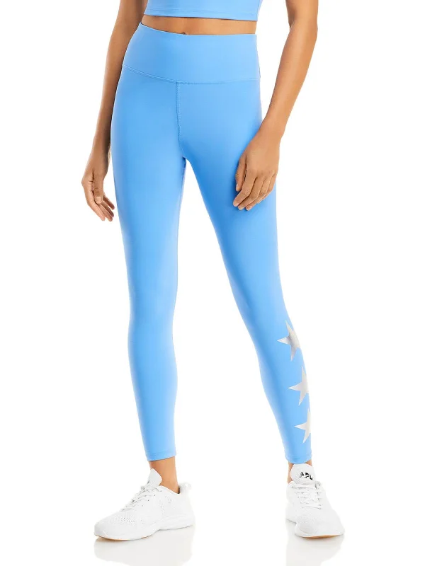 Women's Holiday Clothes Foil Star Womens Ankle Activewear Athletic Leggings