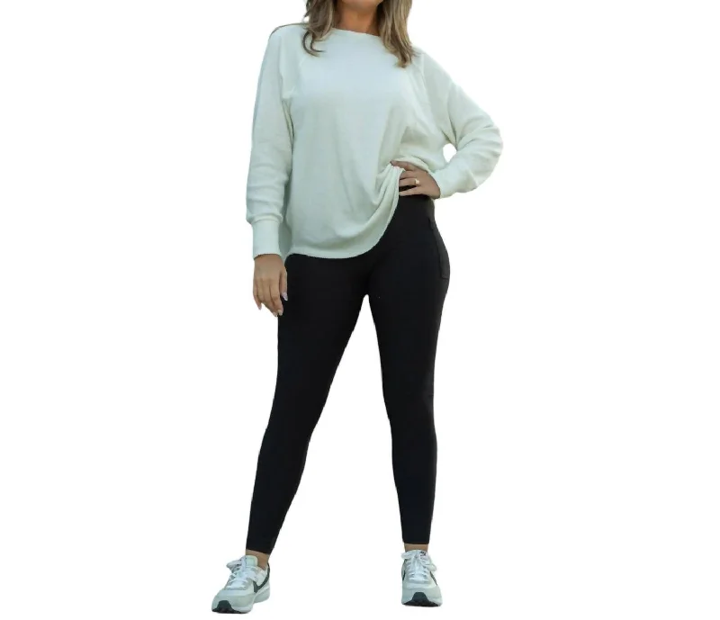 Affordable Women's Clothing Full Length Leggings With Pockets In Black