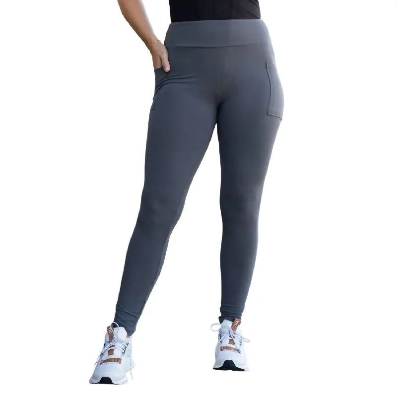 Women's Contemporary Clothing Full Length Leggings With Pockets In Charcoal