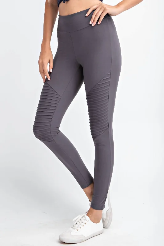 Women's Occasion Wear Apparel Full Length Moto Leggings In Grey