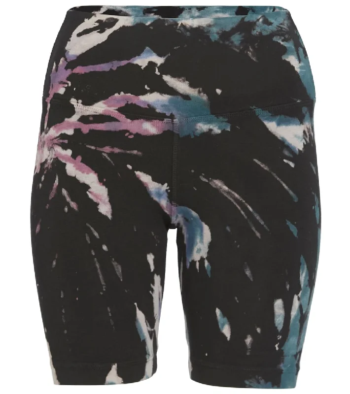 Women's Outerwear Clothing Hard Tail Flat Waist Biker Shorts Berry Black Tie Dye