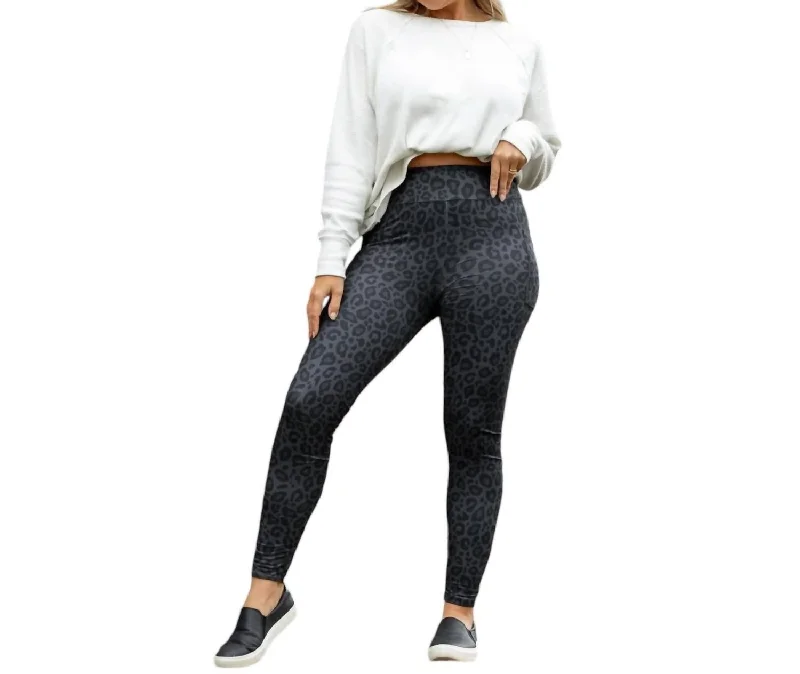 Luxury Women's Clothing Luxe Leggings With Pockets In Black Leopard