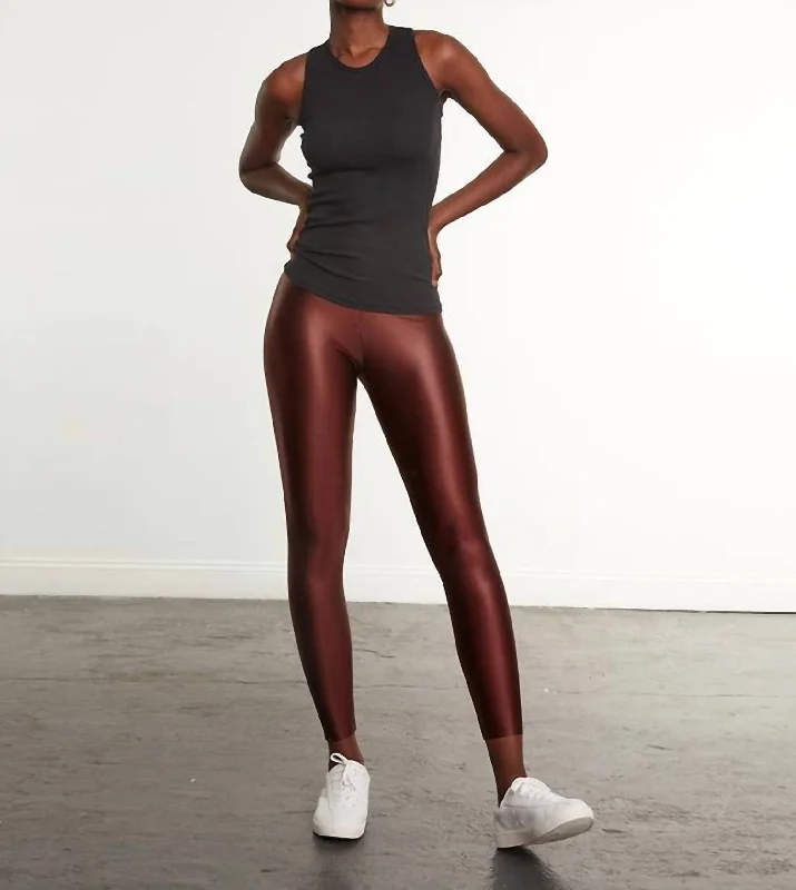 Women's Elegant Evening Attire Matte Metallic Legging In Copper