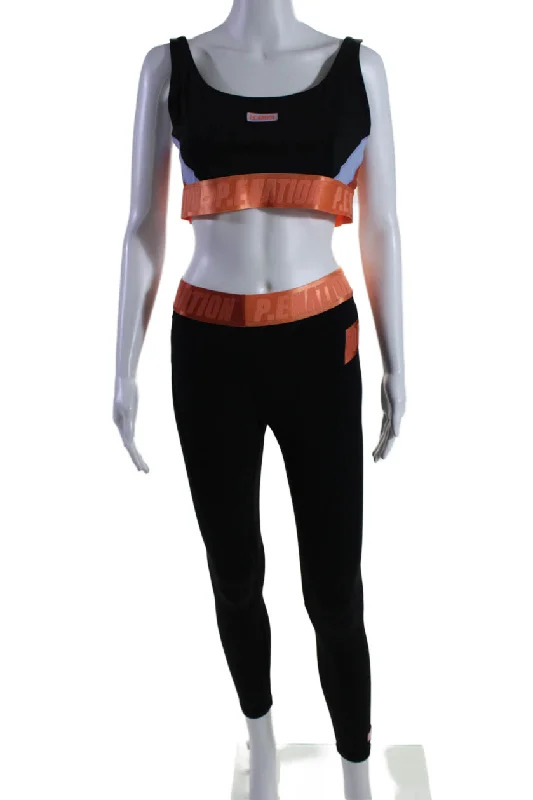 Women's Outerwear Attire PE Nation Womens Stretch Round Neck Bra + Leggings Activewear Set Orange