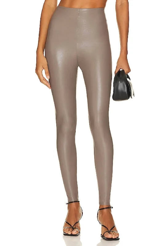 Women's Evening Wear Attire Perfect Control Faux Leather Leggings In Ash