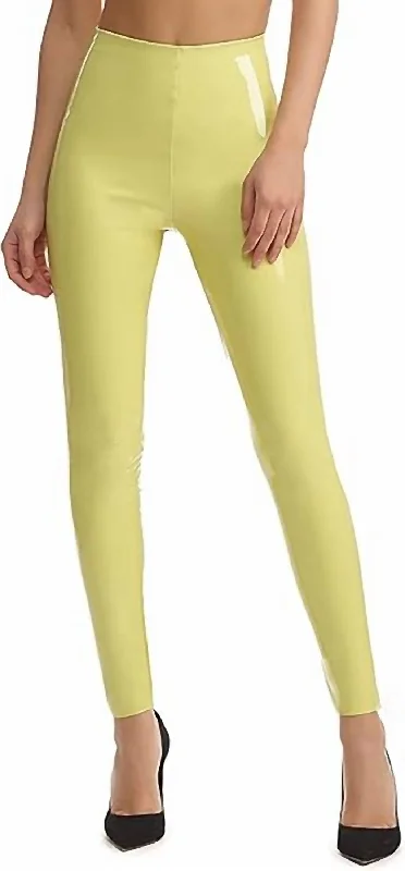 Women's Vacation Outfit Set Perfect Faux Patent Leather Legging In Limeade