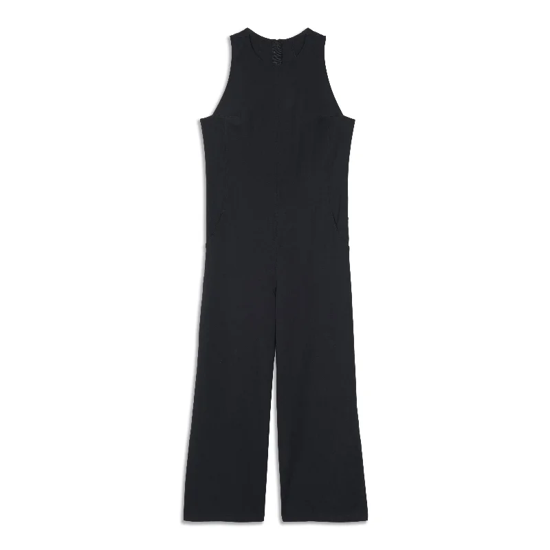 Women's Evening Wear Attire Pocketed Wide Leg Jumpsuit