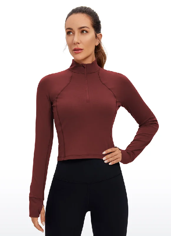 Women's Work Outfit For The Office Butterluxe Half-Zip Long Sleeve Cropped