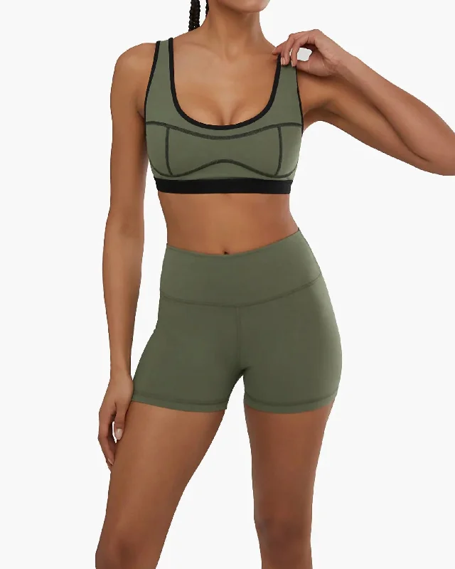 Women's Comfy Attire For Lounging Scoop Neck Silhouette Bra In Army Green