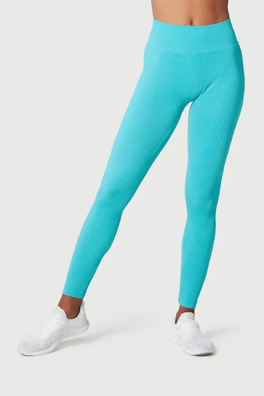 Women's Travel Outfit Set Seamless Rib Leggings In Ocean