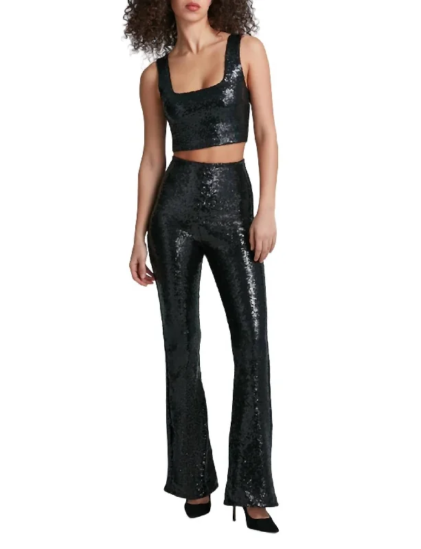 Fashionable Women's Clothes Sequin Flare Legging In Black