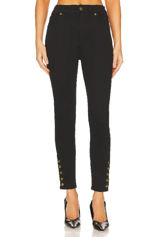 Women's Stylish Professional Apparel Snapped Denim Legging In Black