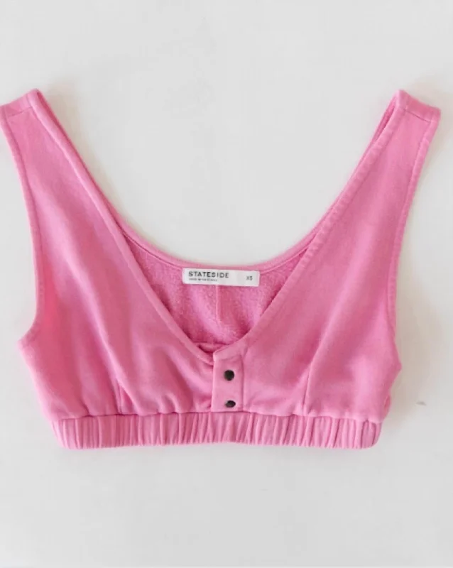 Women's Cozy Clothes Softest Fleece Bralette In Cotton Candy