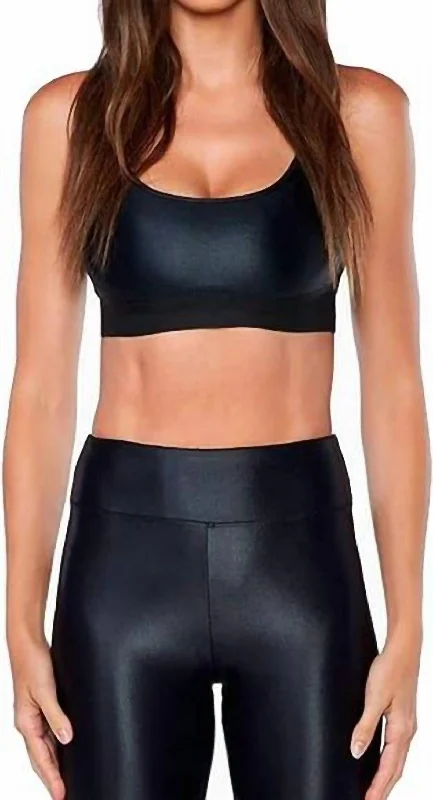 Women's Stylish Professional Apparel Sweeper Sports Bra In Black