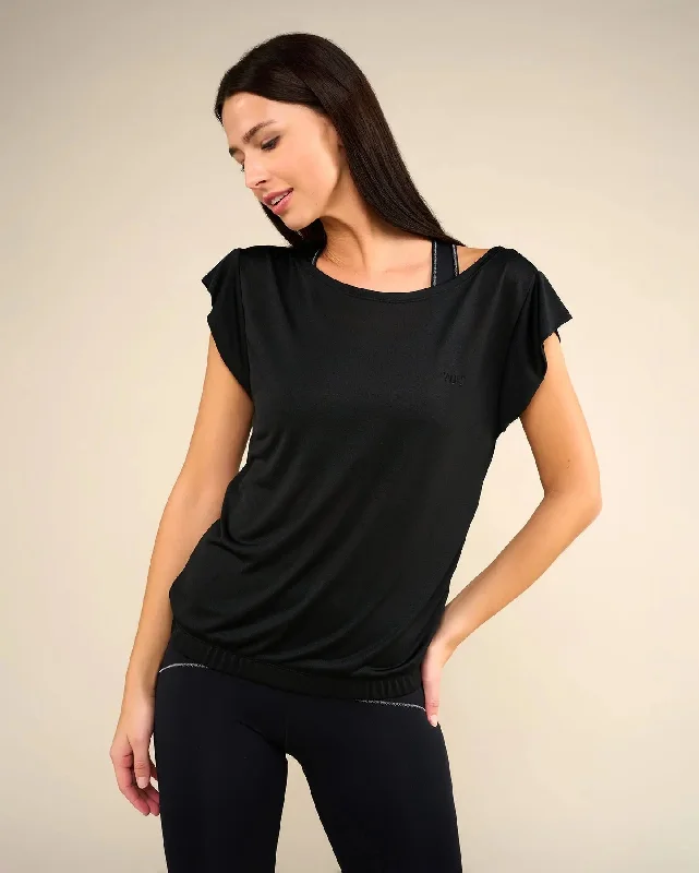 Charming Women's Garments SOFTEE Black Yoga T-Shirt