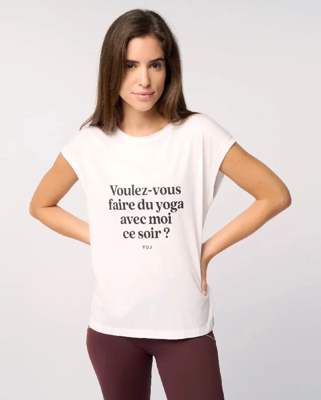 Charming Women's Holiday Apparel White cotton t-shirt "DO YOU WANT?"