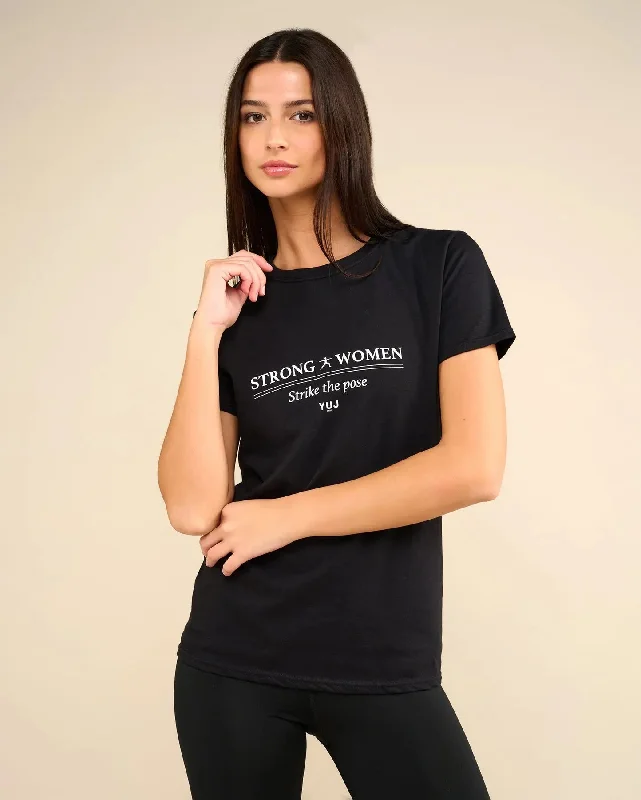 Women's Formal Clothes STRONG WOMEN black cotton t-shirt