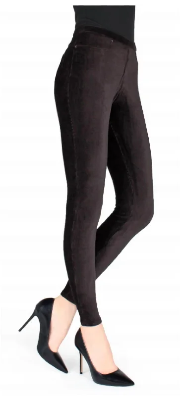 Vintage-Inspired Women's Clothes Thin Ribbed Corduroy Leggings In Black