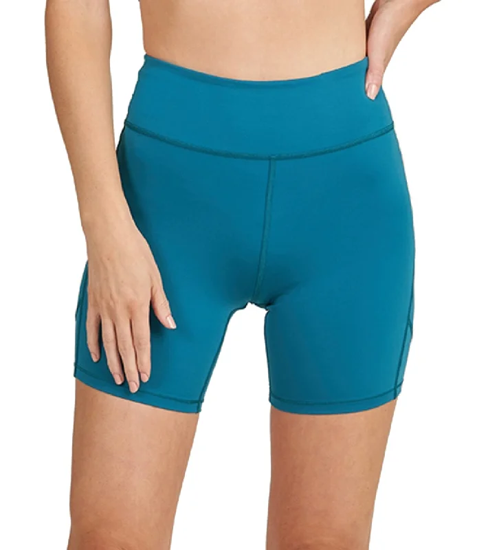 Women's Outerwear Attire Thrive Societe Rib Inset Seamed Bike Short Harbour Blue